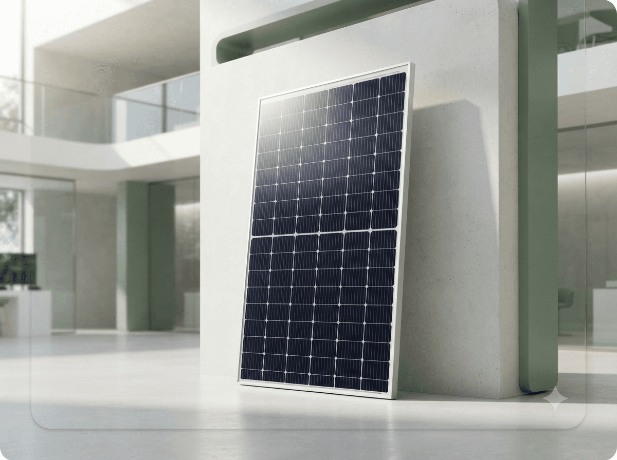 Solarmodul in einer modernen, hellen Architekturumgebung